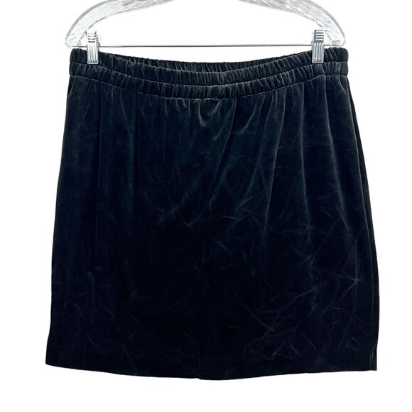 Anthony Mark Hankins Womens Velvet Mini Skirt Elastic Waist Stretch Black Sz 14‎ - Picture 3 of 5